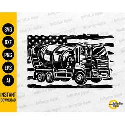 US Concrete Mixer Truck SVG | American Construction T-Shirt Sticker Decals Graphics | Cricut Cut File Clipart Vector Dig