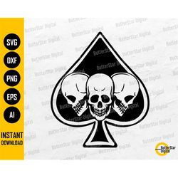 spade skulls svg | playing cards svg | gothic poker decal t-shirt tattoo sticker | cut file printable clip art vector di