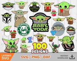 Baby Yoda 100 cliparts bundle, Baby Yoda svg cut files for Cricut