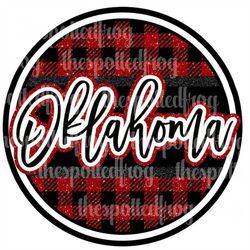 Oklahoma Buffalo Plaid Circle PNG