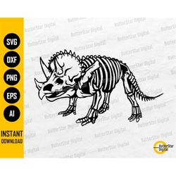 Skeleton Triceratops SVG | Dinosaur Vinyl Stencil Illustration Graphics Drawing | Cricut Cutting Files Clipart Vector Di
