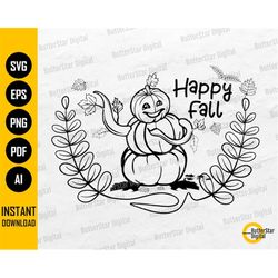 Happy Fall Pumpkin Man SVG | Hello Fall Y'all | Dancing Pumpkin Sign | Autumn Wall Decor | Clipart Vector | Digital Down