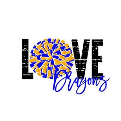 Love Distressed Dragons Cheer SVG