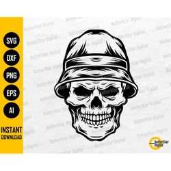 Bucket Hat Skull SVG | Skeleton SVG | Fishing Fish Street Hipster Fashion Style | Cut Files Printable Clipart Vector Dig