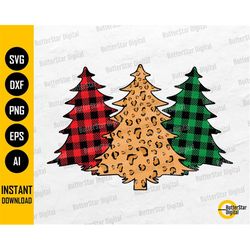 Christmas Trees PNG | Leopard Tree | Buffalo Plaid Tree | Cute Winter Patterns | Cricut Silhouette Printable Clipart Dig