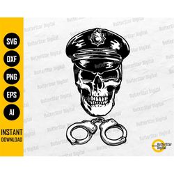 Police Skull With Handcuffs SVG | Skeleton Cop SVG | Emergency Law Crime Justice | Cut File Printable Clip Art Vector Di