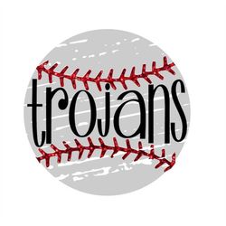Trojans Distressed Baseball SVG