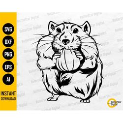 Cute Hamster Chewing SVG | Furry Chubby Animal Eating Nuts SVG | Cricut Cut File Silhouette Printable Clipart Vector Dig