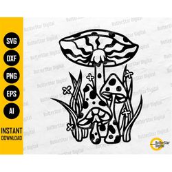 Growing Mushrooms SVG | Gardening Vinyl Stencil Graphics | Cricut Cutting Files Silhouette Printable Clip Art Vector Dig