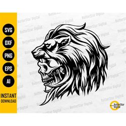Skull In Lion's Mouth SVG | Gothic Wild Animal T-Shirt Tattoo Stencil Graphics | Cricut Cutting Files Clip Art Vector Di