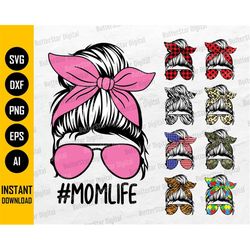 Mom Life Bundle SVG | Momlife SVG | Messy Bun SVG | Mom Shirt Decal Gift | Cricut Cut Files Silhouette Clipart Vector Di
