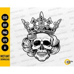 Queen Skull SVG | Skeleton Woman SVG | Gothic Girl Decal T-Shirt Stencil Graphic | Cut File Printable Clip Art Vector Di