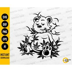 Smoking Bear SVG | Cannabis SVG | Cute Funny Weed Decal T-Shirt Graphics | Cricut Cut Files Printable Clip Art Vector Di