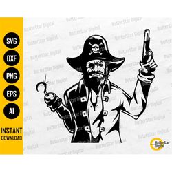 Pirate SVG | Captain Hat Hook Gun Pistol Treasure Map Criminal Crime Outlaw Wanted | Cut File Cuttable Clipart Vector Di