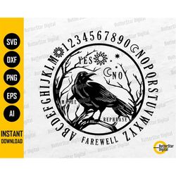 Raven Ouija Board SVG | Crow SVG | Spirit Board Game SVG | Cricut Cut Files Silhouette Cameo Printable Clipart Vector Di