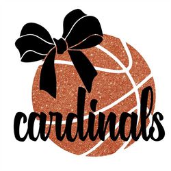 Cardinals Basketball Bow With and Without Glitter SVG/PNG