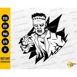 Frankenstein Coming Out Of Hole SVG | Monster SVG | Halloween Shirt Wall Art Decals | Cricut Cut File Clip Art Vector Di