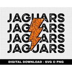Jaguars Svg, Distressed Svg, Basketball Svg, Digital Downloads, Basketball Lightning Bolt Svg, Stacked Svg, Game Day Svg
