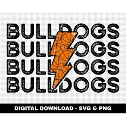 Bulldogs Svg, Distressed Svg, Basketball Svg, Digital Downloads, Basketball Lightning Bolt Svg, Stacked Svg, Game Day Sv