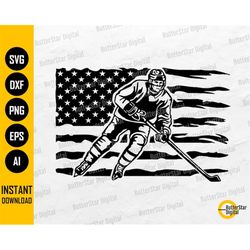 American Hockey Player SVG | USA Flag SVG | Sports T-Shirt Decal Sticker Graphics | Cricut Silhouette Clip Art Vector Di