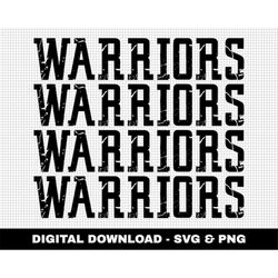 Warriors Svg, Distressed Svg, Basketball Svg, Cricut, Sports Svg, Stacked Svg, Game Day Svg, Digital Download, Team Spir