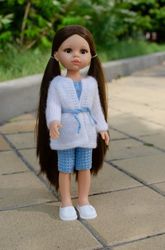 Knitted top, breeches and cardigan for Paola Reina doll