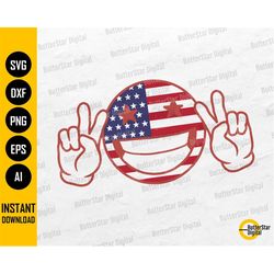 USA Flag Smiley Face PNG | Cute America T-Shirt Sublimation | Cricut Cutting Files Printable Clip Art Vector Digital Dow