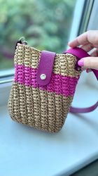 Barbie bag Pink bag Phone bag Minibag Bag handmade Crochet phone bag