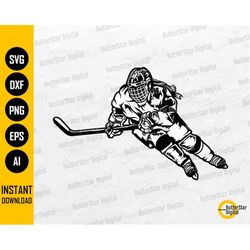 Female Hockey Player SVG | Ice Hockey Girl SVG | Sports Vinyl Stencil Graphic Illustration | Cricut Cut File Clip Art Di