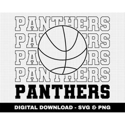 Panthers Svg, Basketball Svg, Basketball Mascot Svg, Stacked Svg, Cricut, Game Day Svg, Digital Download, Outline Fonts