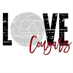 Love Cougars Distressed Volleyball SVG