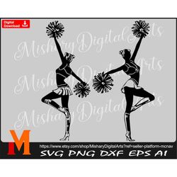 Cheerleader Silhouette, Cheerleader svg - Vector, Print and Cut File Digital Downloads