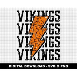 Vikings Svg, Basketball Svg, Basketball Lightning Bolt Svg, Stacked Svg, Game Day Svg, Digital Downloads, Distressed Svg