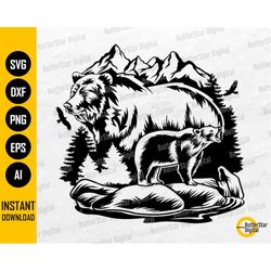 Bear SVG | Grizzly SVG | Mountains Forest Woods Woodlands Camping Nature Hiking Outdoor | Cutting File Clipart Vector Di