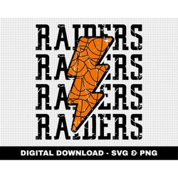 Raiders Svg, Basketball Svg, Basketball Lightning Bolt Svg, Stacked Svg, Game Day Svg, Digital Downloads, Distressed Svg