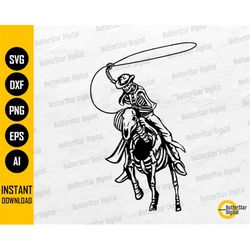 Skeleton Cowboy Lassoing SVG | Lasso SVG | Western Decals T-Shirt Clipart Vector Graphics | Cricut Cut File Printable Di