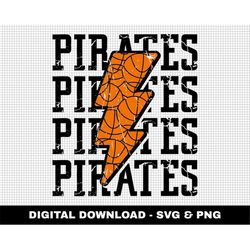 Pirates Svg, Basketball Svg, Basketball Lightning Bolt Svg, Stacked Svg, Game Day Svg, Digital Downloads, Distressed Svg