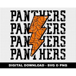 Panthers Svg, Basketball Svg, Basketball Lightning Bolt Svg, Stacked Svg, Game Day Svg, Digital Downloads, Distressed Sv