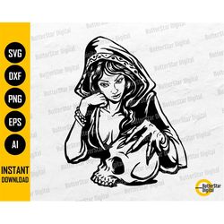 Woman With Skull SVG | Death SVG | Gothic T-Shirt Vinyl Stencil Graphics | Cricut Cut File Silhouette Vector Clip Art Di