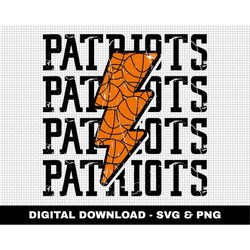 Patriots Svg, Basketball Svg, Basketball Lightning Bolt Svg, Stacked Svg, Game Day Svg, Digital Downloads, Distressed Sv