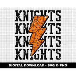 Knights Svg, Basketball Svg, Basketball Lightning Bolt Svg, Stacked Svg, Game Day Svg, Digital Downloads, Distressed Svg