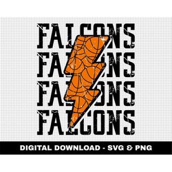 Falcons Svg, Basketball Svg, Basketball Lightning Bolt Svg, Stacked Svg, Game Day Svg, Digital Downloads, Distressed Svg