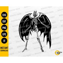 Demon Skeleton SVG | Devil SVG | Horror SVG | Hell Grave Monster Evil Death Horns Bat | Cutting Files Clip Art Vector Di