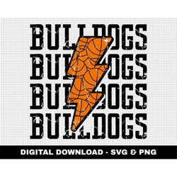 Bulldogs Svg, Basketball Svg, Basketball Lightning Bolt Svg, Stacked Svg, Game Day Svg, Digital Downloads, Distressed Sv