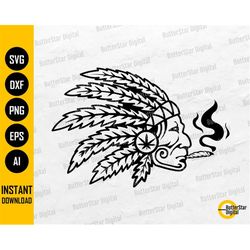 Cannabis Indian SVG | Marijuana Head Dress SVG | Weed Tribe Tattoo T-Shirt Vinyl Decal | Cutting Files Clipart Vector Di
