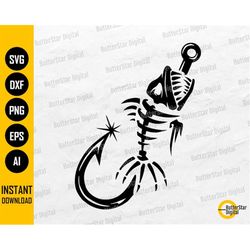 Skeleton Fishing Hook SVG | Bass Fish SVG | Fisher T-Shirt Decal Mug Gift Logo Vinyl | Cricut Cut File Clipart Vector Di