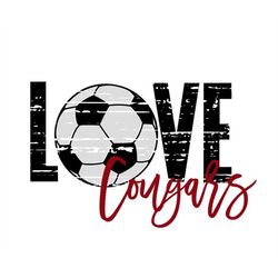 Love Cougars Distressed Soccer Ball SVG