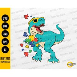 Autism Dinosaur SVG | Autism Awareness SVG | Cute Cool Puzzle Dino SVG | Cricut Cutting File Printable Clipart Vector Di