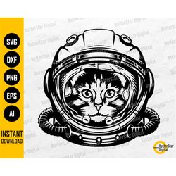 Space Cat Astronaut SVG | Cool Animal Decals T-Shirt Sticker Graphics | Cricut Silhouette Printables Clip Art Vector Dig