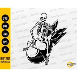 Skeleton Riding Bomb SVG | Boom SVG | Funny Skull T-Shirt Decal Sticker Graphics | Cricut Cutting File Clipart Vector Di